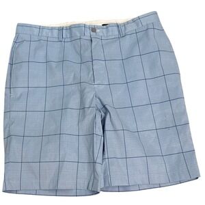 Greg Norman Mens Blue Windowpane Golf Shorts Size 36 Performance Stretch Plaid